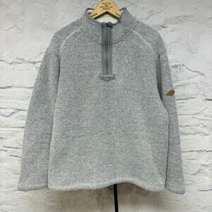 Orvis Mens Quarter Zip Pullover Sweater Gray Fleece Sherpa L/G Large